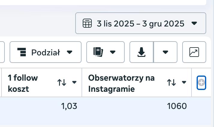 Wynik kampanii follow, 1060 obserwatorów na Instagramie